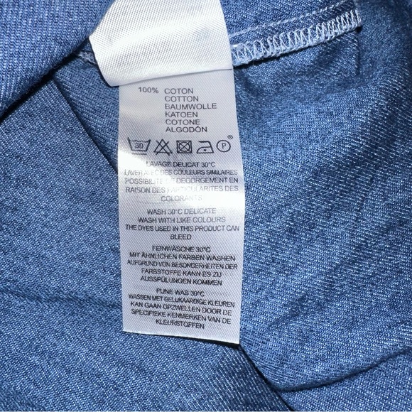 Saint James Split Denim Button Down Shirt Made In France Size 8 Collared Y2K - Picture 12 of 13